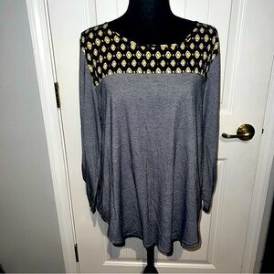 Le Lis Anthropologie Blue Striped Womans Medium Blouse Shirt Long Sleeve